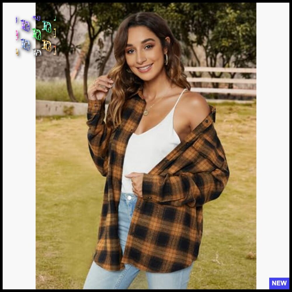 Oversized Button Down Flannel Shacket Plaid Work … - image 2